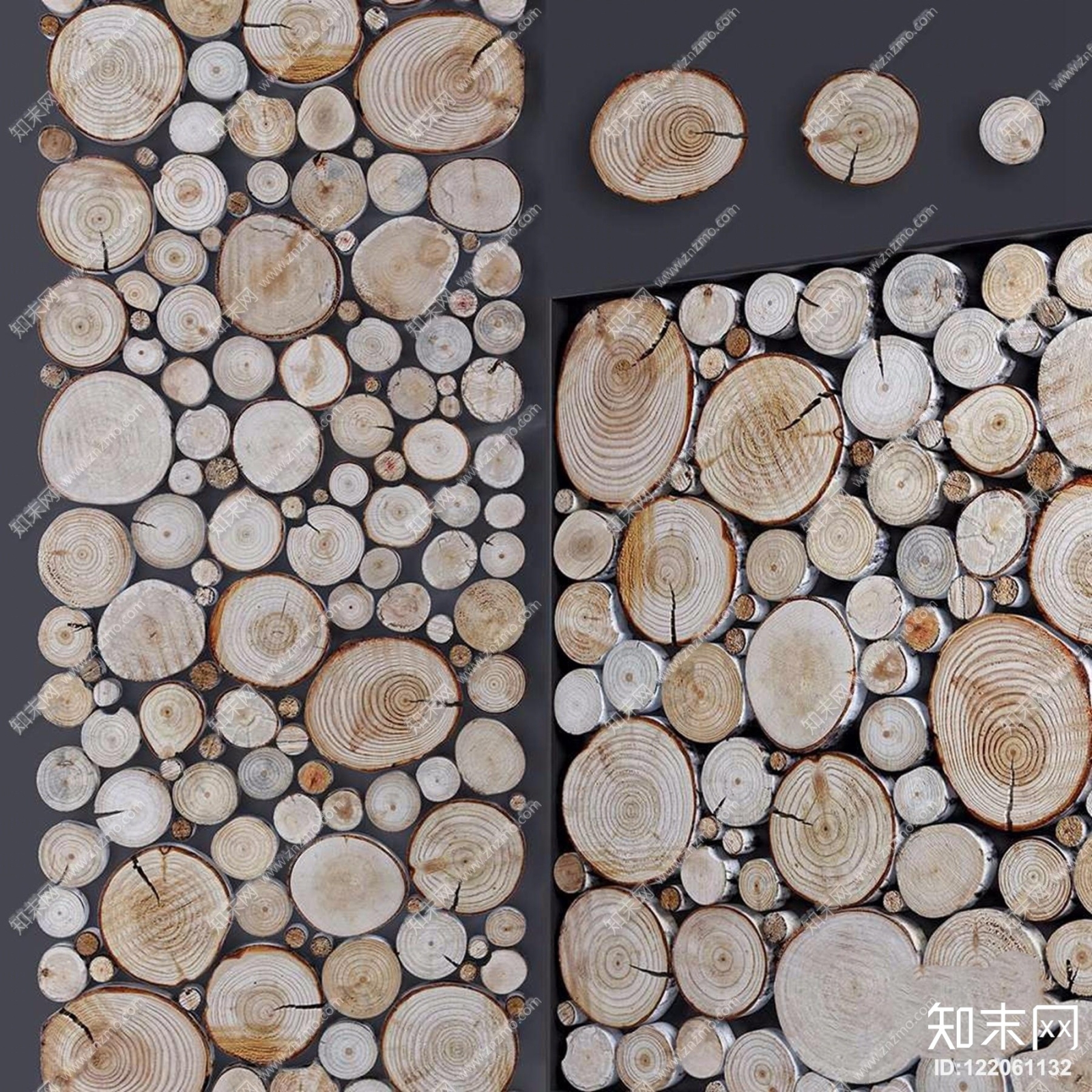 现代木头墙饰组合3D模型下载【ID:122061132】