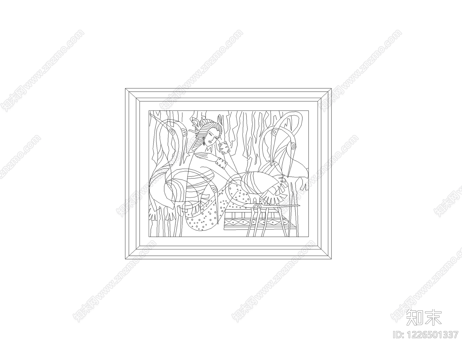 挂画cad施工图下载【ID:1226501337】