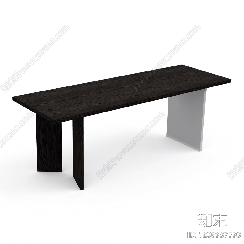 黑木餐桌带金属腿3D模型下载【ID:1206937393】