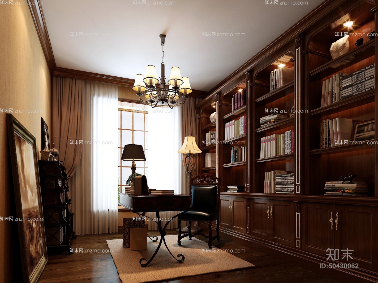 美式简约金属吊灯3D模型下载【ID:50430082】