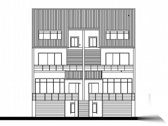 某townhouse住宅单体设计方案五cad施工图下载【ID:166323134】