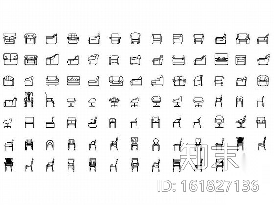 全套家具CAD图块下载cad施工图下载【ID:161827136】