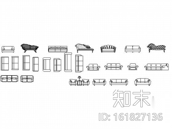 全套家具CAD图块下载cad施工图下载【ID:161827136】