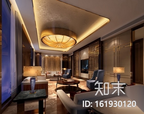 [陕西]五星级酒店典雅新中式风格总裁套房装修施工图（含...cad施工图下载【ID:161930120】
