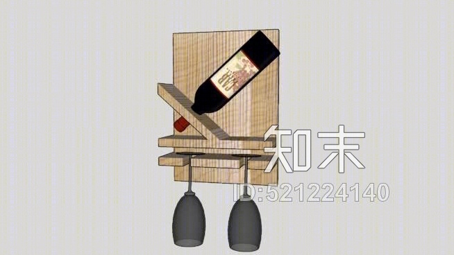 单瓶酒架SU模型下载【ID:521224140】