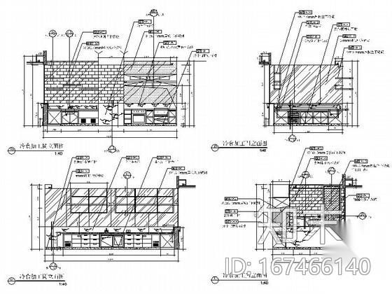 西餐厅冷食加工间立面图cad施工图下载【ID:167466140】