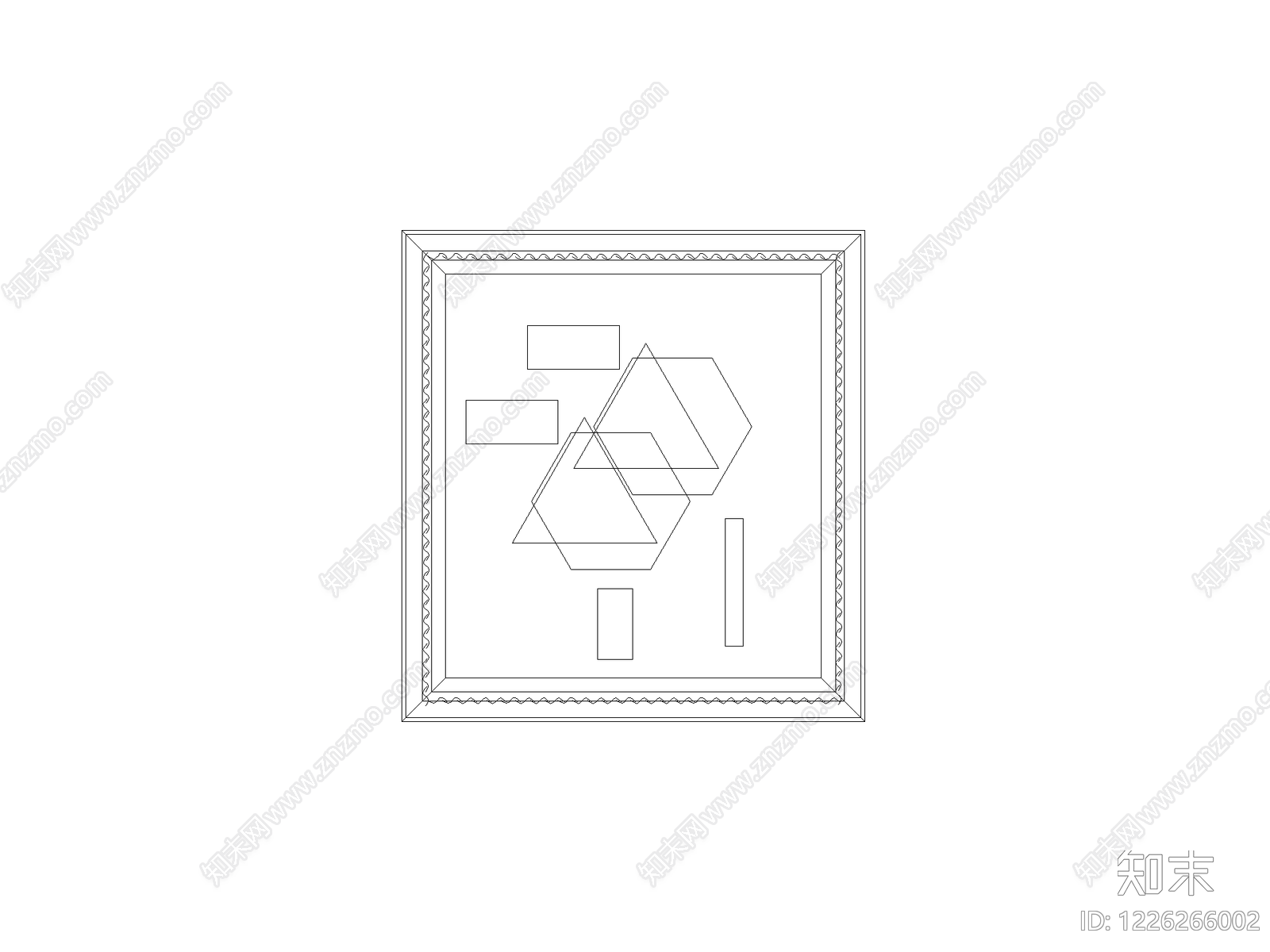 陈设类立面挂画cad施工图下载【ID:1226266002】