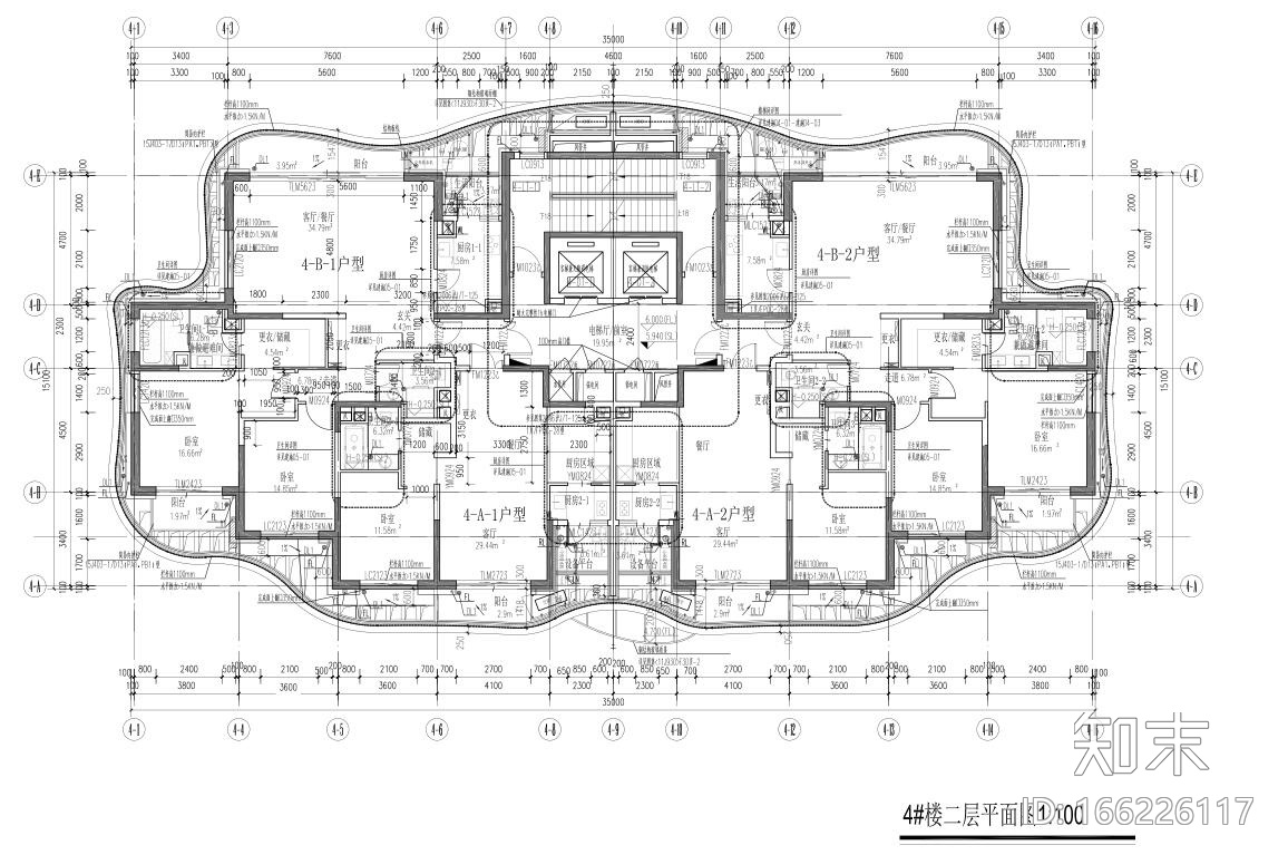 [上海]现代风格4栋住宅建筑施工设计cad施工图下载【ID:166226117】