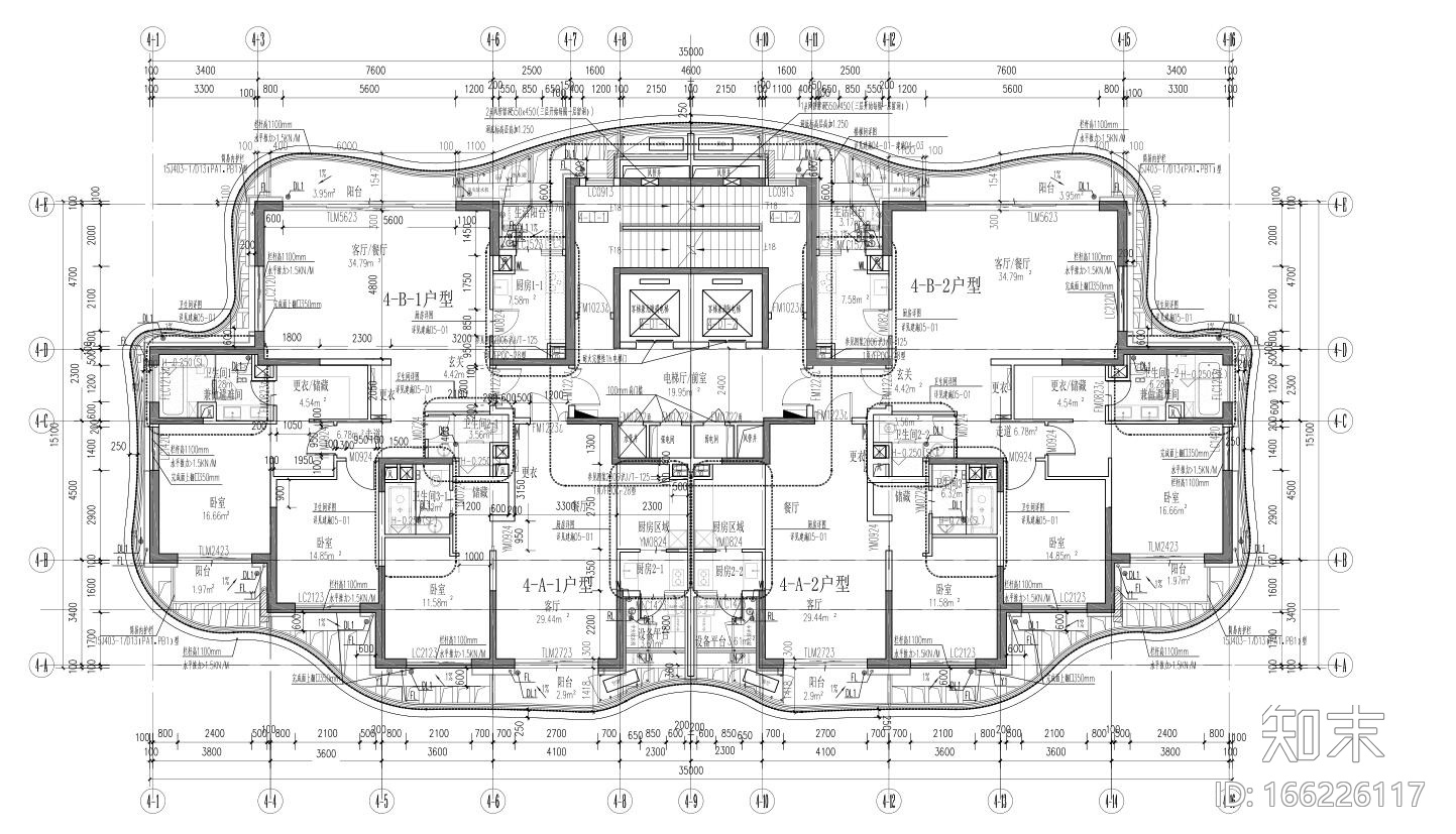 [上海]现代风格4栋住宅建筑施工设计cad施工图下载【ID:166226117】