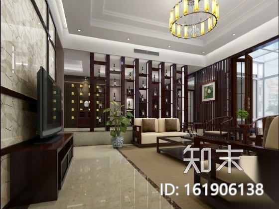 [江苏]某中式三层别墅装修图（含效果）cad施工图下载【ID:161906138】