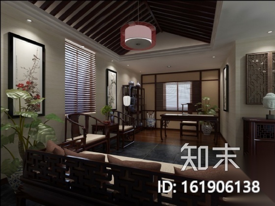 [江苏]某中式三层别墅装修图（含效果）cad施工图下载【ID:161906138】