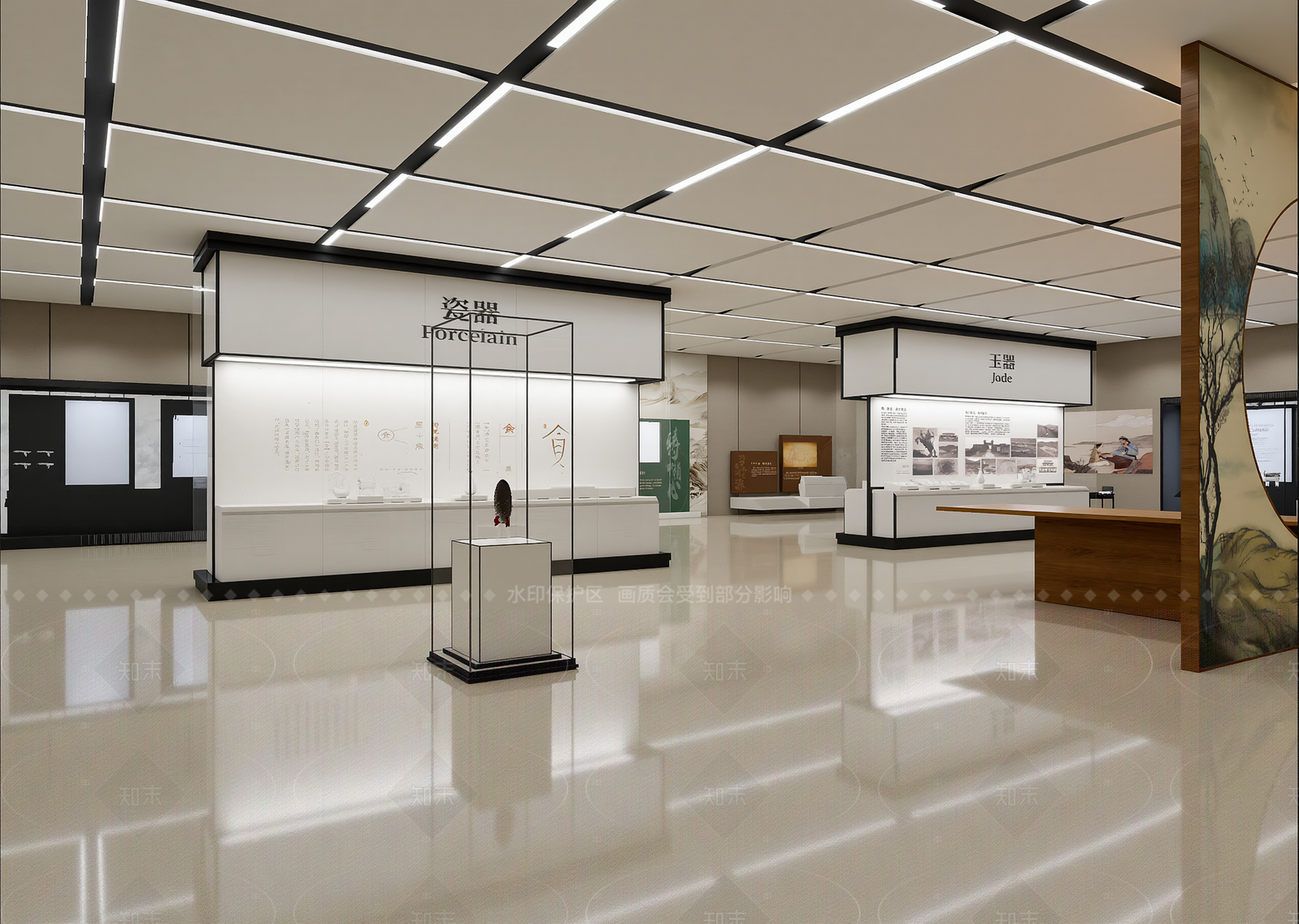 现代陶瓷展厅3D模型下载【ID:1214625697】