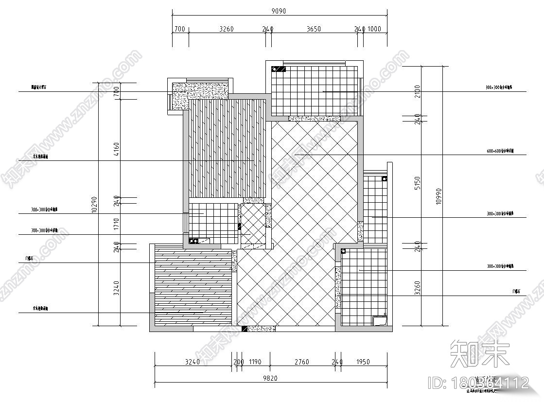 现代美式风格两室两厅住宅装修施工图设计施工图下载【ID:180364112】