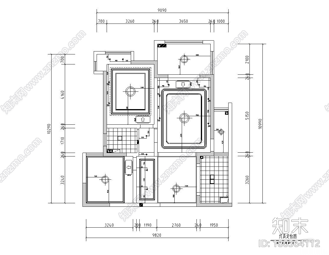 现代美式风格两室两厅住宅装修施工图设计施工图下载【ID:180364112】