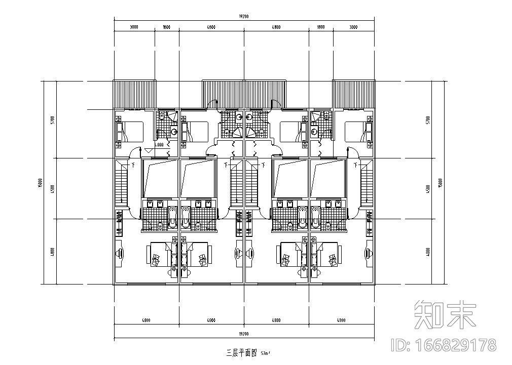 合院别墅联排住宅建筑住宅楼设计图施工图下载【ID:166829178】