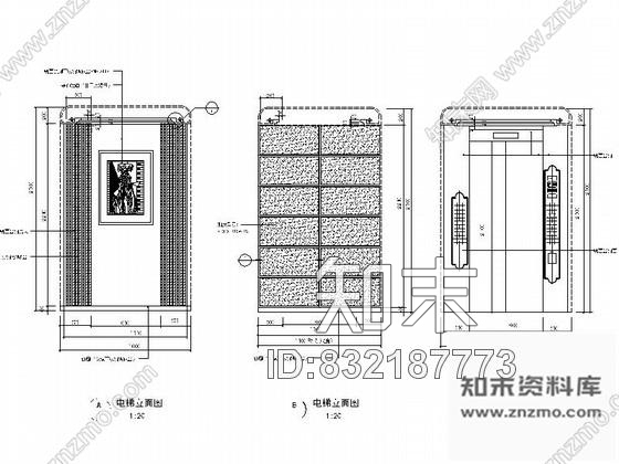 图块/节点某高档花园小区入户大堂电梯间施工图cad施工图下载【ID:832187773】