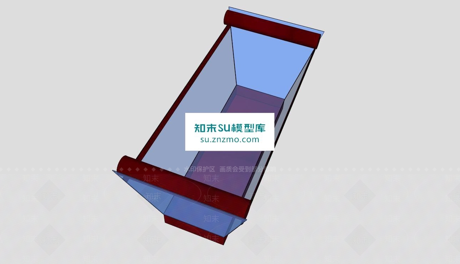 现代皮革玻璃浴缸SU模型下载【ID:174080132】