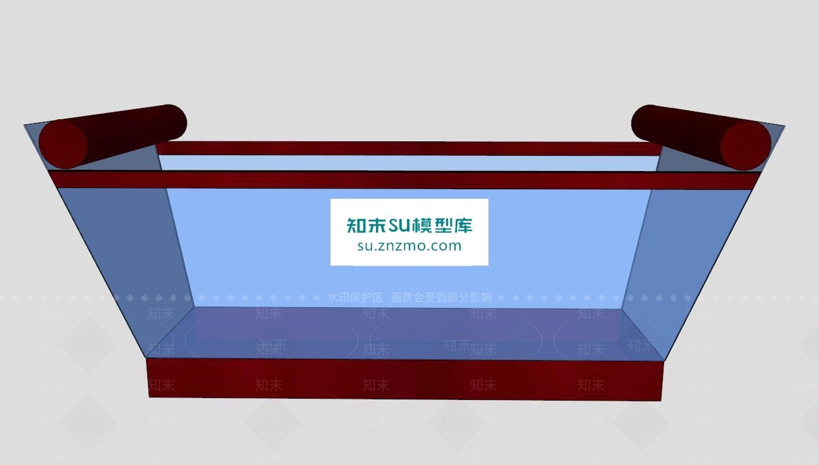 现代皮革玻璃浴缸SU模型下载【ID:174080132】