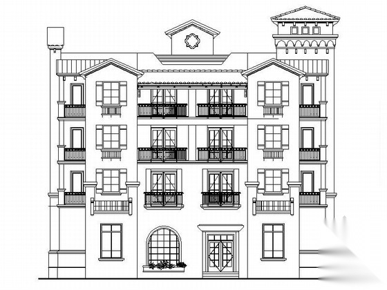 [安徽]某四层欧式风格商住楼建筑方案图施工图下载【ID:167025104】