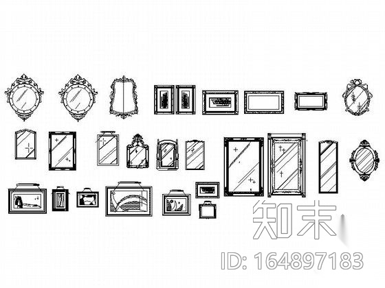 整套欧式家具图块cad施工图下载【ID:164897183】