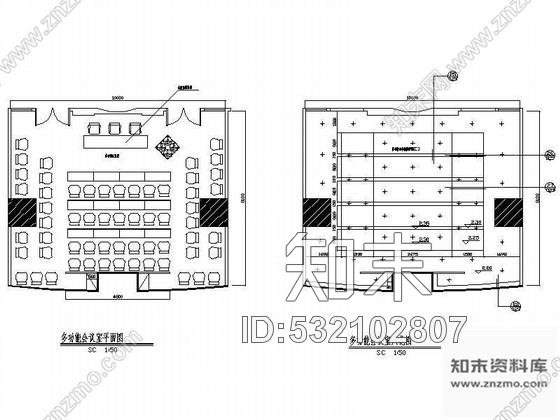 施工图多功能会议室装修图cad施工图下载【ID:532102807】