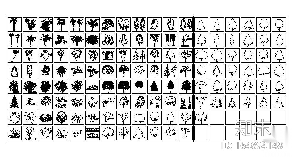 主要常用绿化植物立面图140种cad施工图下载【ID:164894149】