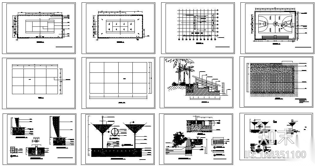 网球、篮球、排球场施工详图施工图下载【ID:168351100】