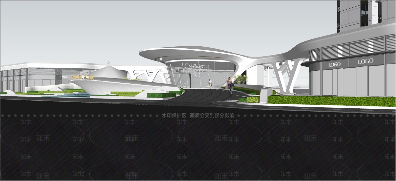 现代售楼处建筑SU模型下载【ID:170441193】