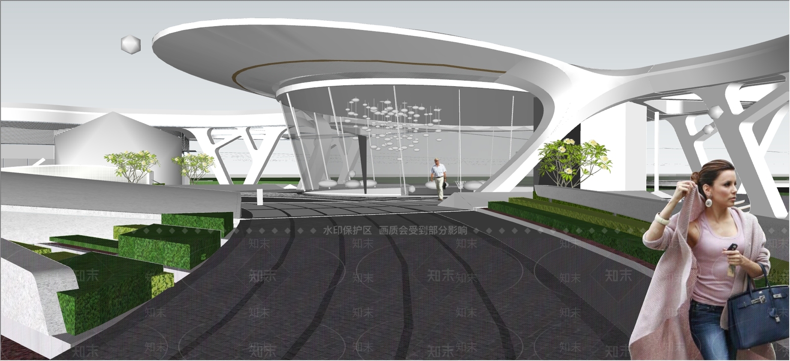 现代售楼处建筑SU模型下载【ID:170441193】