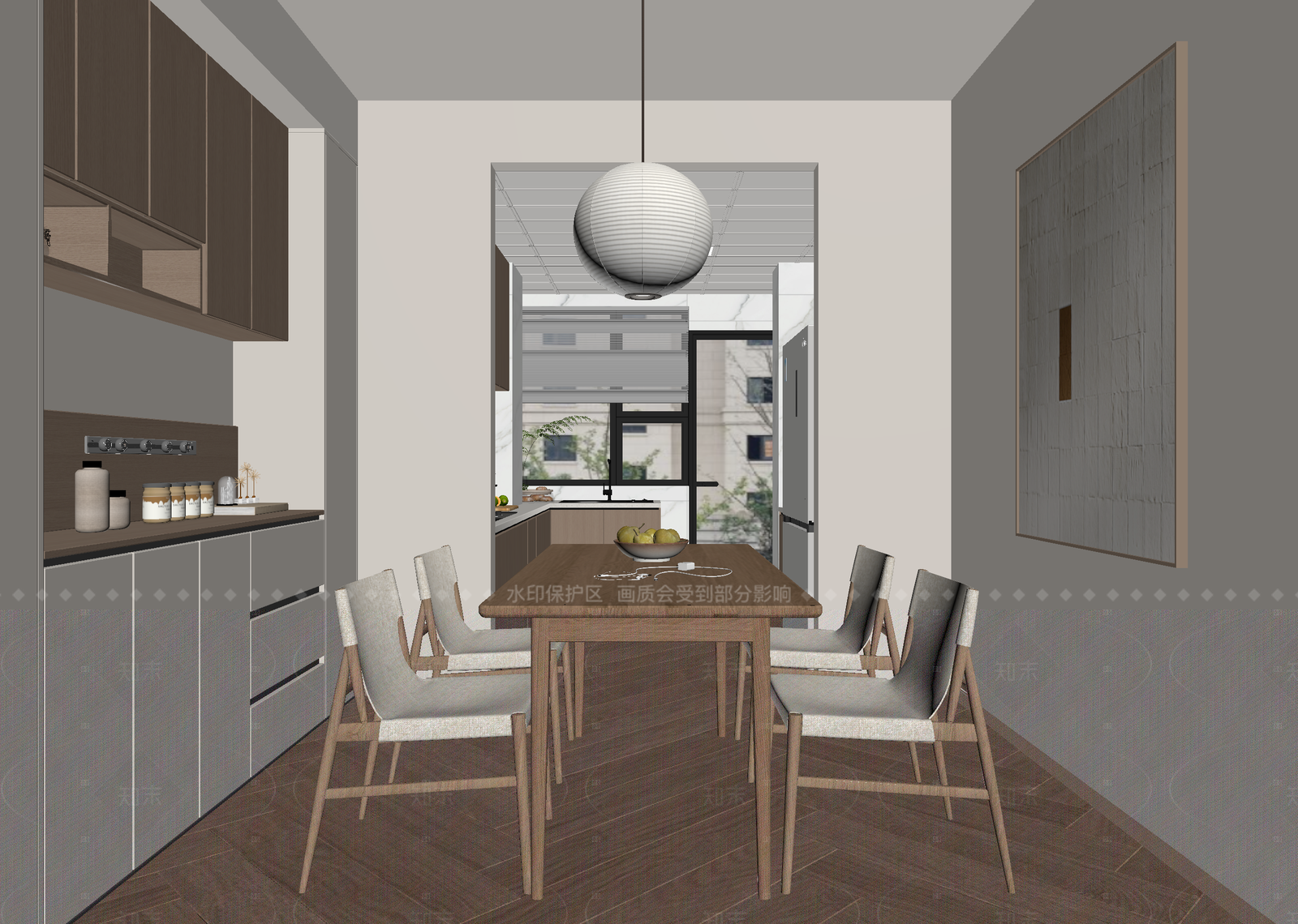 原木家居餐厅3D模型下载【ID:1214947783】