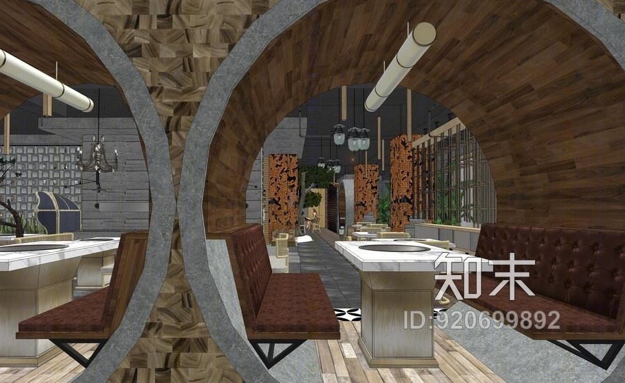 现代火锅餐厅SU模型下载【ID:920699892】