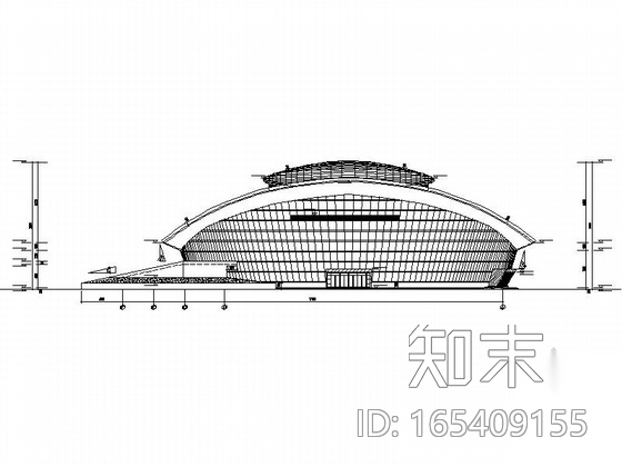 [大连]单层网架结构乙级室内田径馆建筑施工图cad施工图下载【ID:165409155】