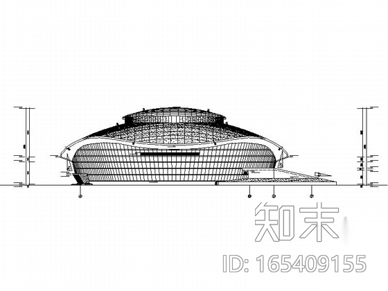 [大连]单层网架结构乙级室内田径馆建筑施工图cad施工图下载【ID:165409155】