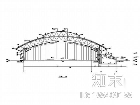 [大连]单层网架结构乙级室内田径馆建筑施工图cad施工图下载【ID:165409155】