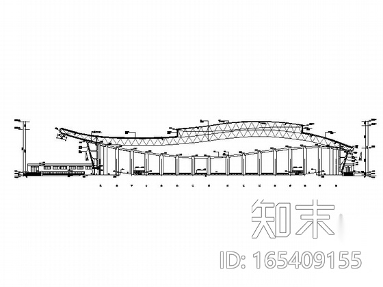 [大连]单层网架结构乙级室内田径馆建筑施工图cad施工图下载【ID:165409155】