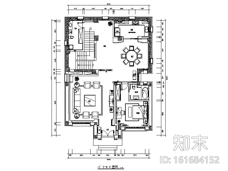 [山西]优雅庄重中式风格别墅室内设计施工图（含效果图）cad施工图下载【ID:161684152】