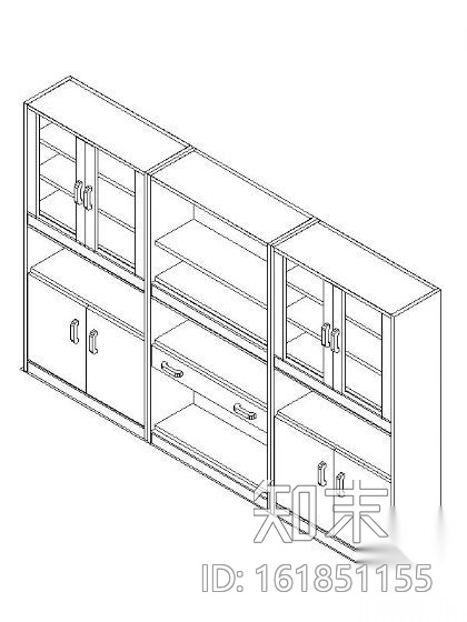 书柜CAD三维图块8cad施工图下载【ID:161851155】