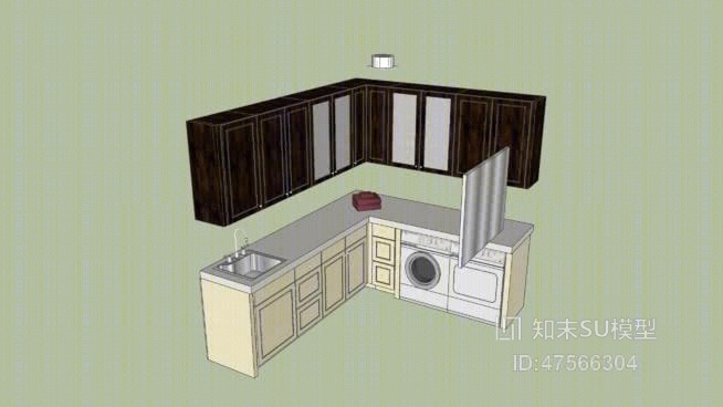 家居封闭厨房SU模型下载【ID:219271950】