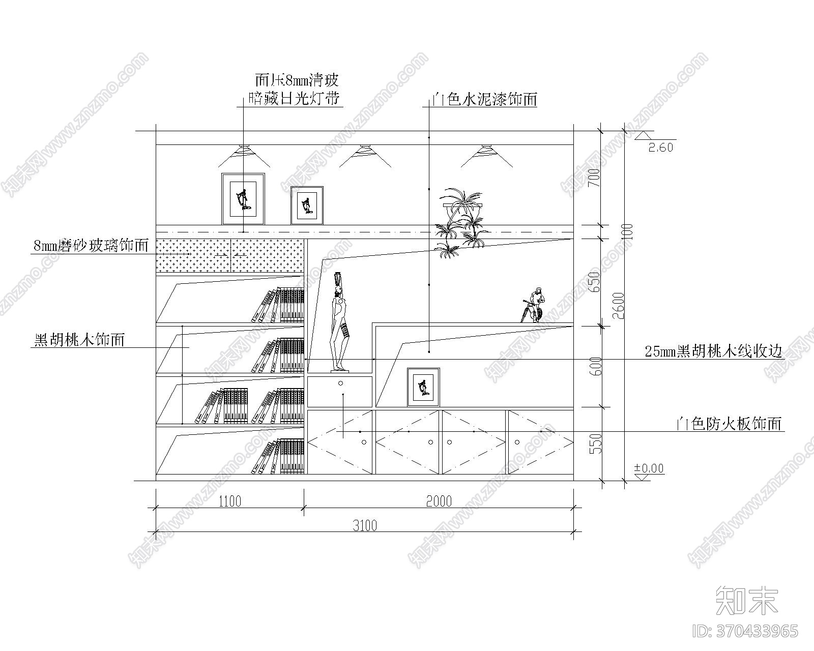 33款书架设计立面CAD图纸cad施工图下载【ID:170399388】