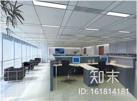现代风格办公楼室内装饰装修施工图（含效果）cad施工图下载【ID:161814181】