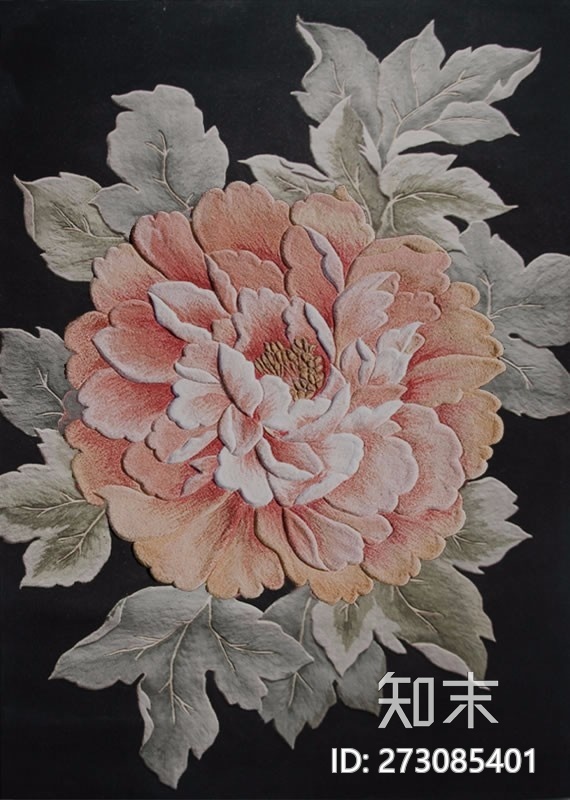 新中式牡丹花图案地毯贴图下载【ID:273085401】