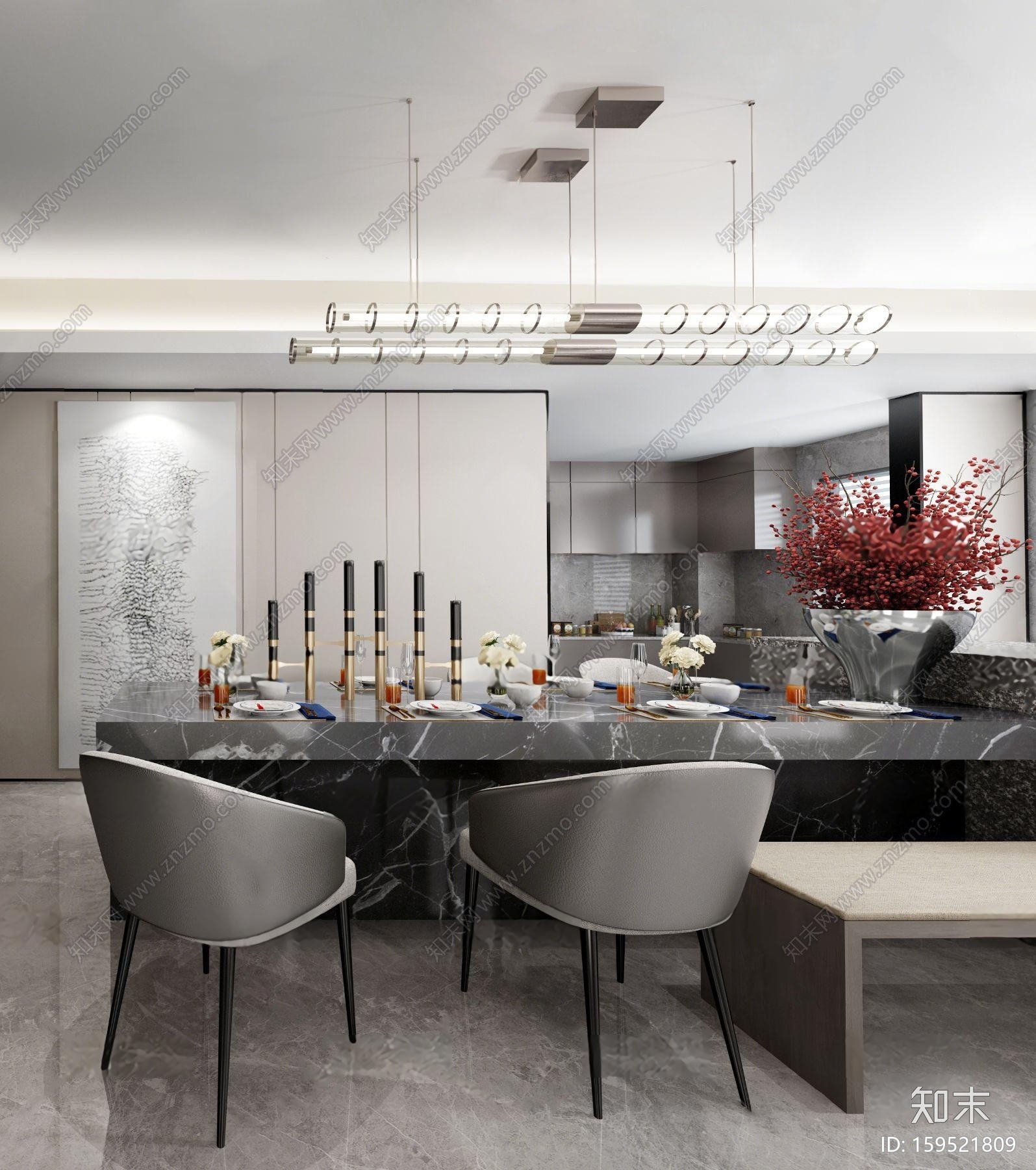 赛瑞迪普设计现代轻奢餐厅3D模型下载【ID:159521809】