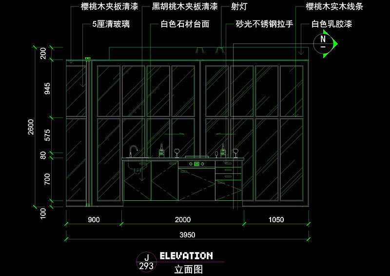 厨房立剖面cad素材cad施工图下载【ID:149741183】