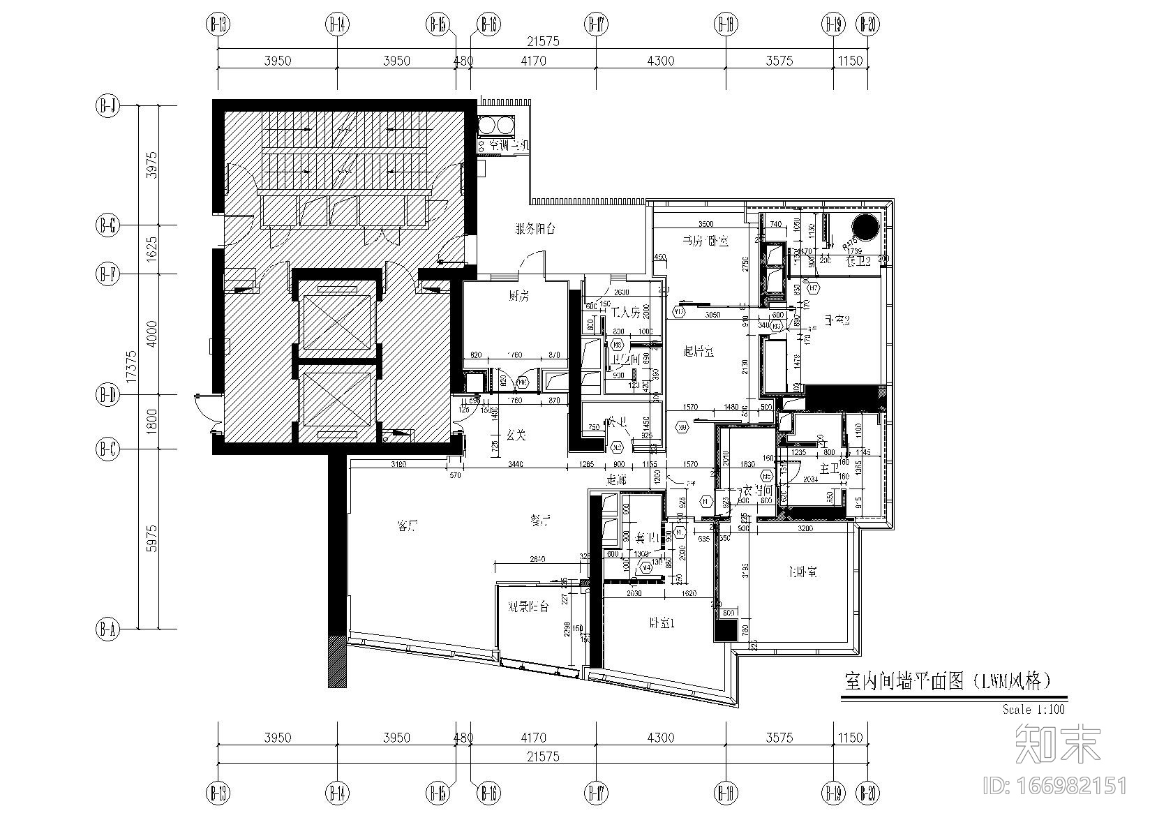 [广东]珠江新城乔鑫汇悦台4栋01样板间cad施工图下载【ID:166982151】