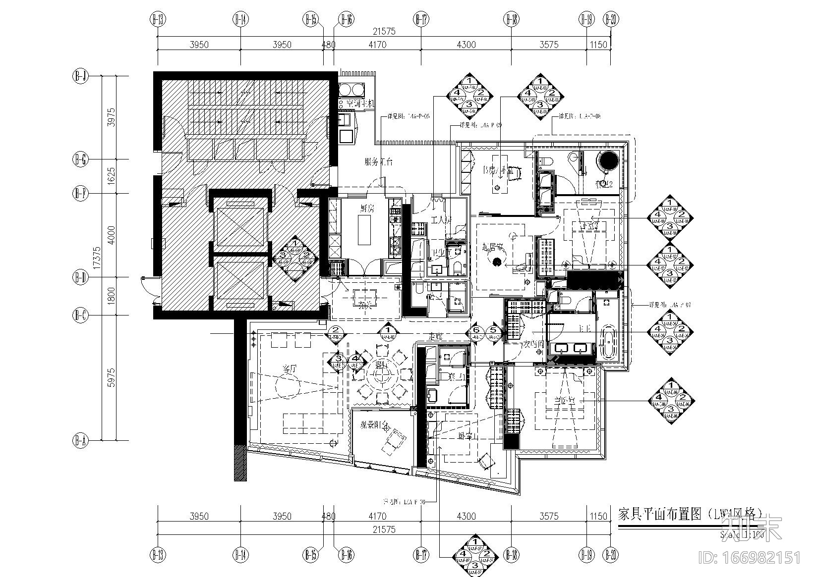 [广东]珠江新城乔鑫汇悦台4栋01样板间cad施工图下载【ID:166982151】