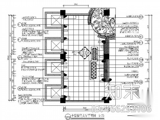 夜总会奢华接待大厅室内装修图cad施工图下载【ID:166292106】