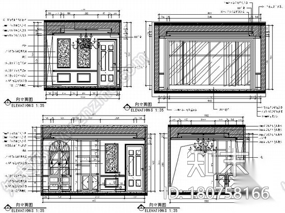 [四川]欧式风格国际四居室样板房室内装修设计施工图（含...cad施工图下载【ID:180758166】