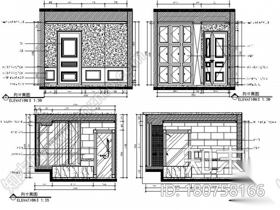 [四川]欧式风格国际四居室样板房室内装修设计施工图（含...cad施工图下载【ID:180758166】