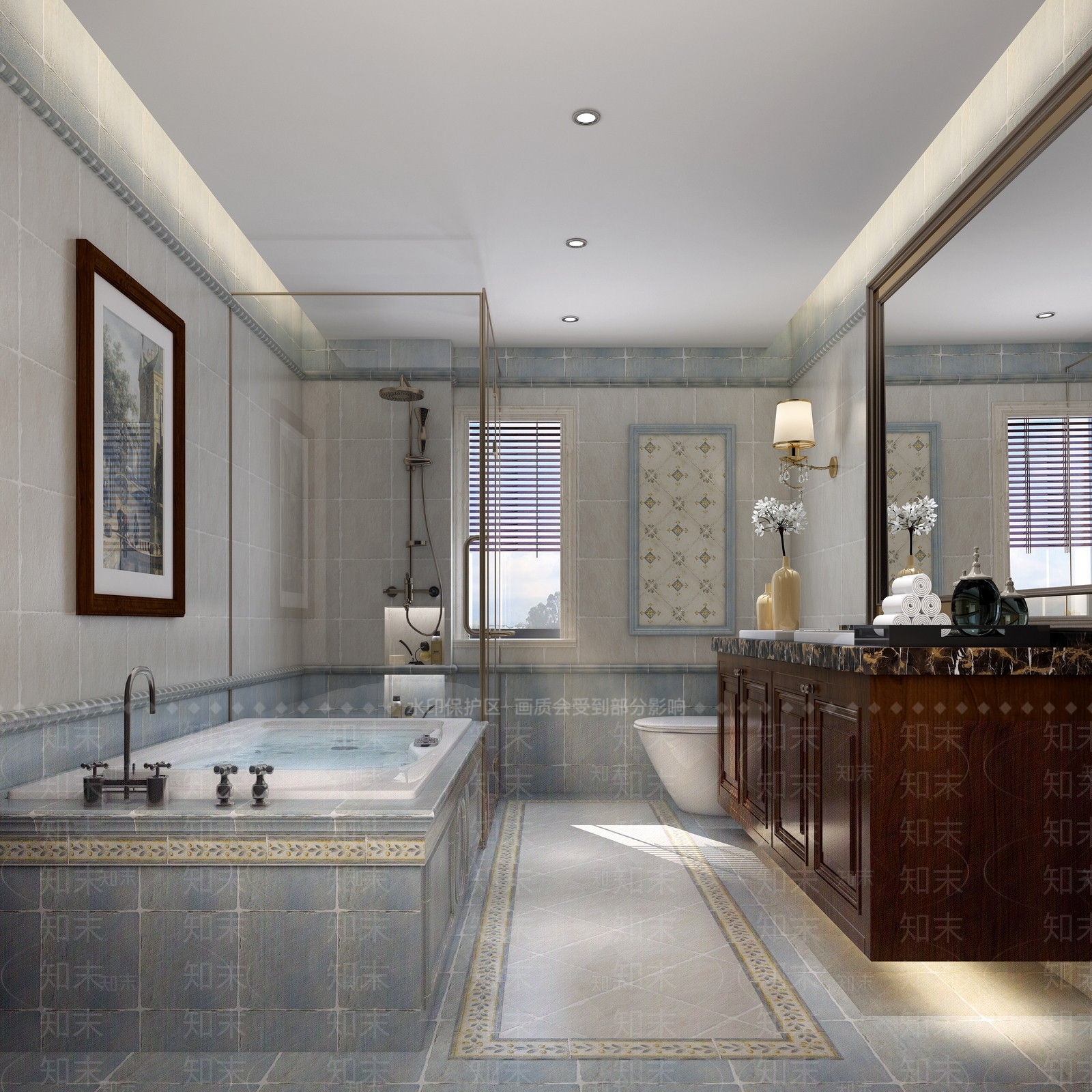 美式卫生间模型3D模型下载【ID:534408452】