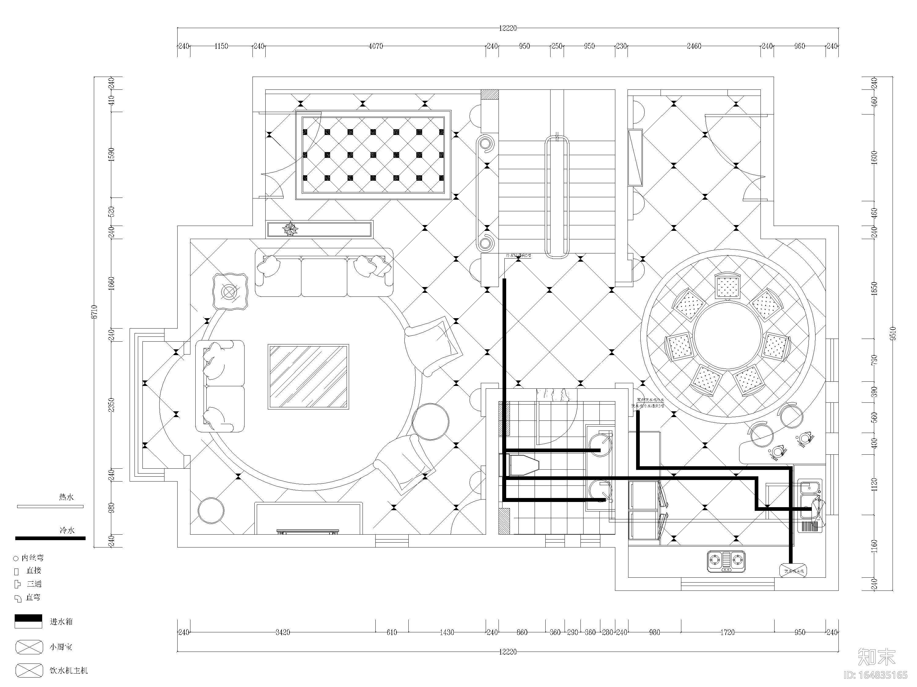 [湖南]333㎡古典欧式五居室三层别墅施工图cad施工图下载【ID:164835165】